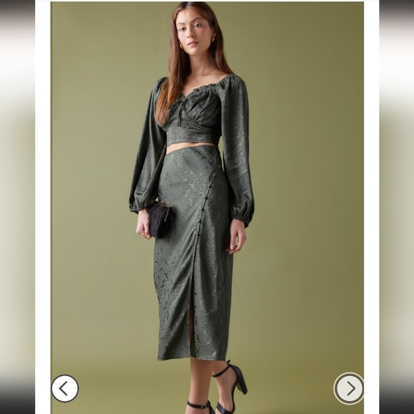 Francesca's Collections Dresses & Skirts - NWT Michaela Satin Blouse and Skirt Set from Francesca
